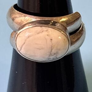 Vintage George Nakai sterling silver larimar chunky ring navajo Sz 8 cabochon